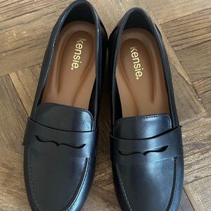 Kensie Elegant Black Leather Loafers